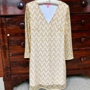 Lily Pulitzer Gold Lace Dress